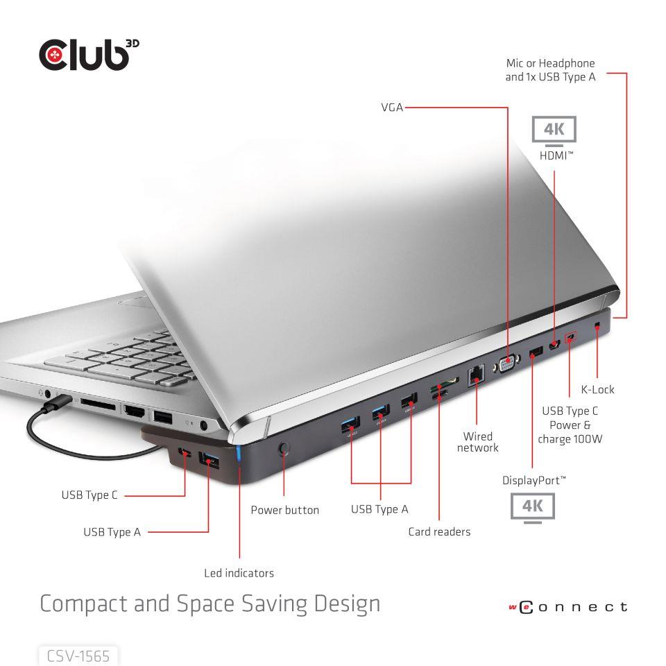 NB ACC DOCKING STATION/USB-C 100W CSV-1565 CLUB3D NB ACC DOCKING STATION/USB-C 100W CSV-1565 CLUB3D