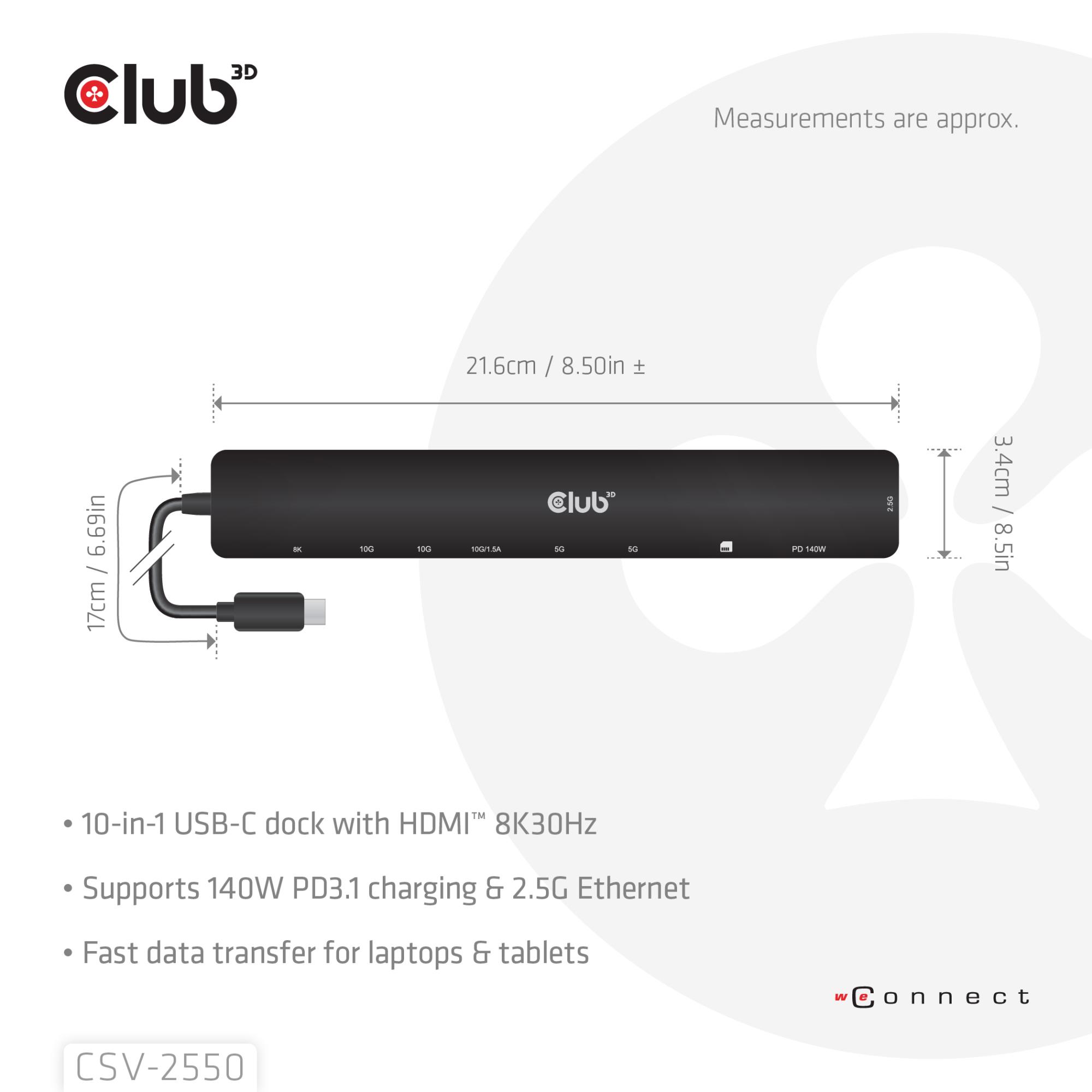 NB ACC DOCKING STATION 10IN1/USB-C 140W CSV-2550 CLUB3D