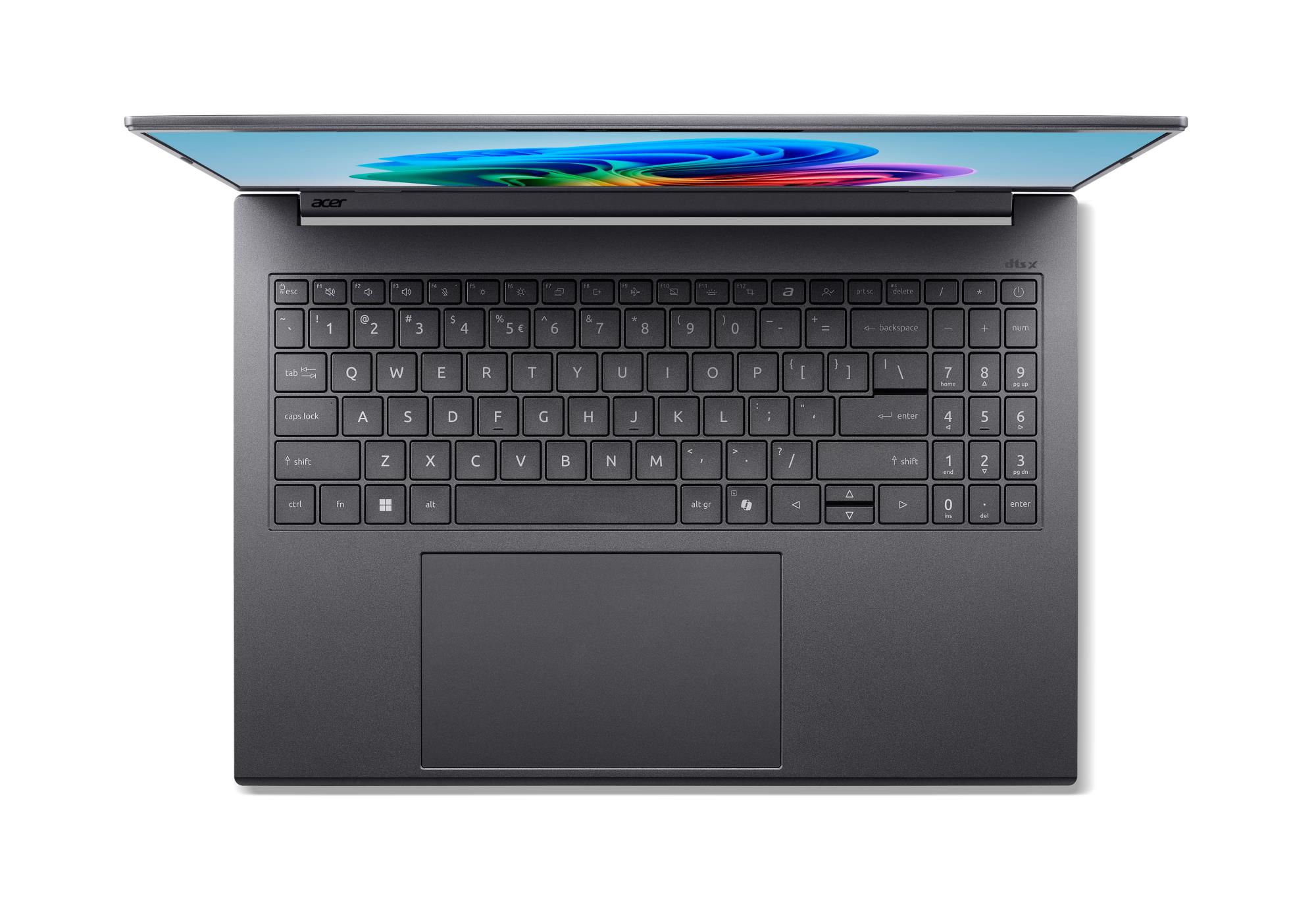 ACER Aspire (Aspire 16 AI, CPU Qualcomm Snapdragon, X1-26-100, 3 GHz, 16 ", 1920 x 1200 pixels, RAM 16 GB, LPDDR5x-SDRAM, SSD 512 GB, Discrete graphics Not available, On-board graphics Yes, Numeric keypad Yes, OS installed Windows 11 Home, Colour Grey)