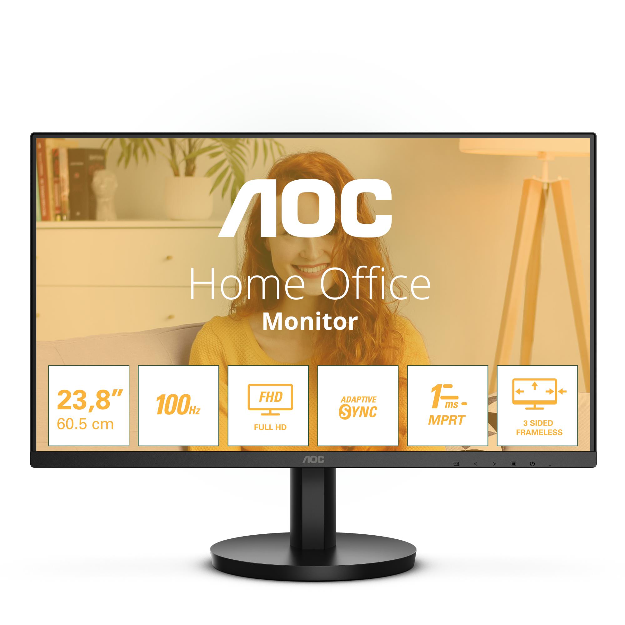 AOC 24" (Panel VA, 1920x1080, 16:9, 100 Hz, Matte, 1 ms, Speakers, Tilt, Colour Black)