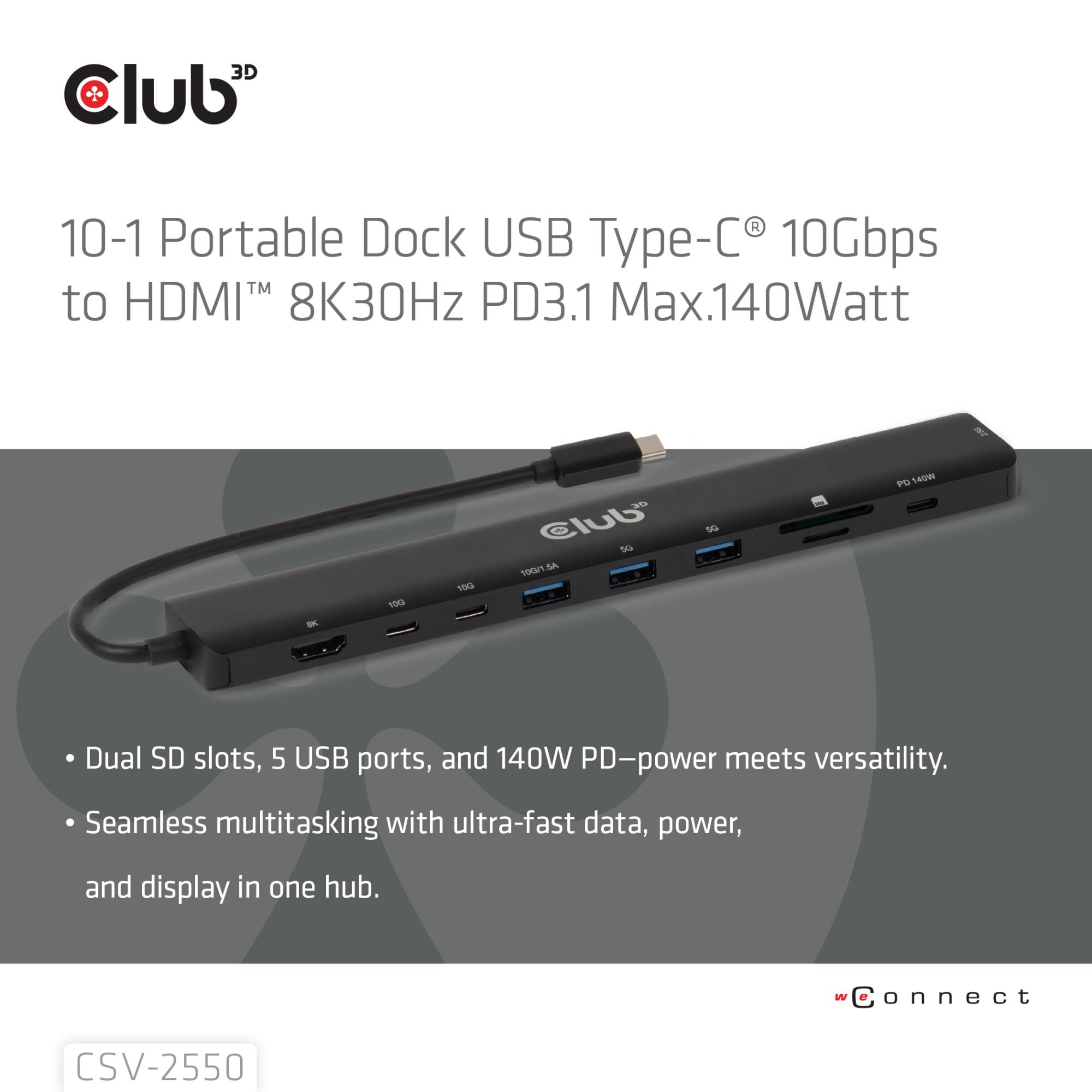 NB ACC DOCKING STATION 10IN1/USB-C 140W CSV-2550 CLUB3D