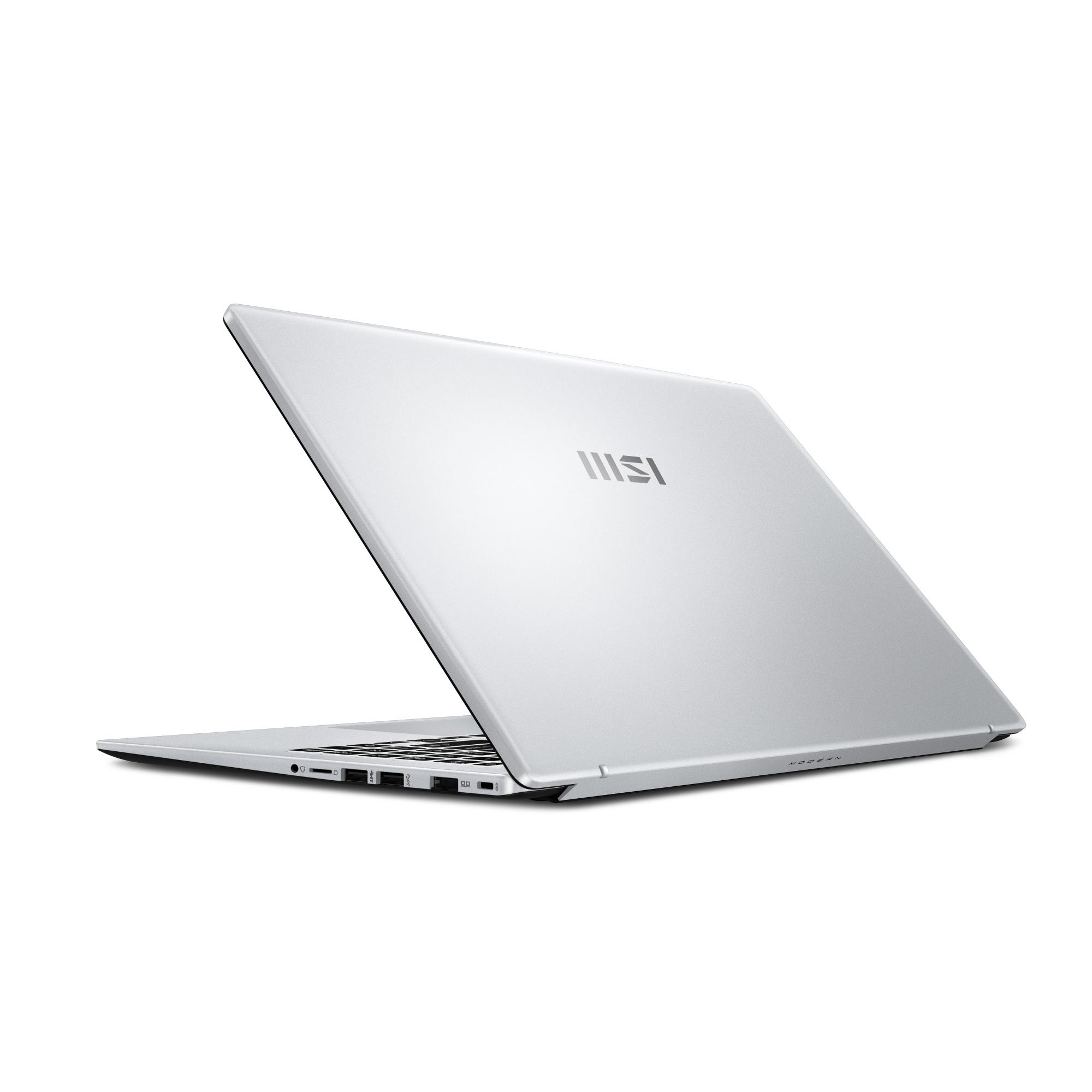 MSI Modern (15 F13MG, CPU  Core i5, i5-1334U, 1300 MHz, 15.6", 1920x1080, RAM 16GB, DDR4, SSD 512GB, Intel Iris Xe graphics, Integrated, ENG, Card Reader Micro SD, Windows 11 Home, Silver)