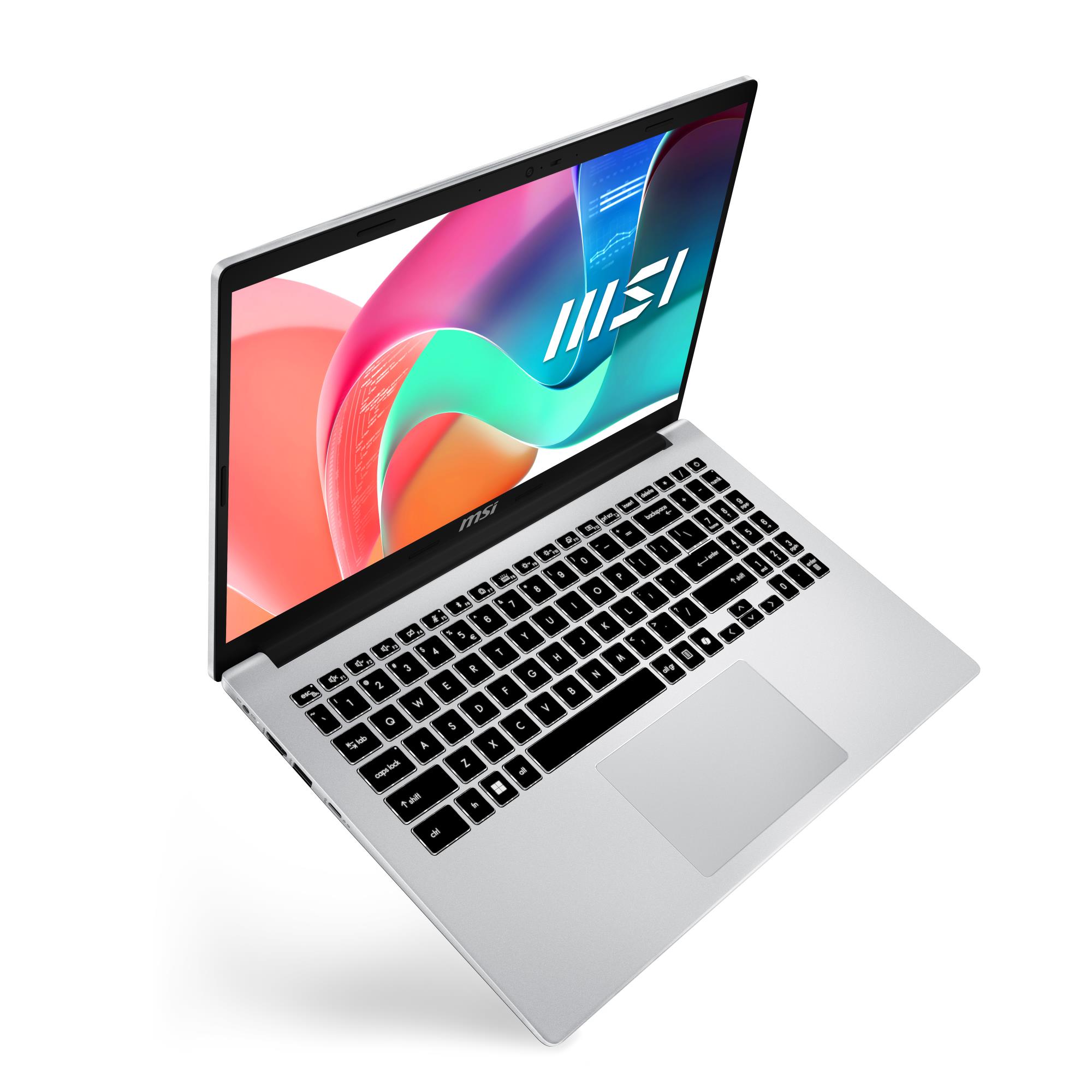 MSI Modern (15 F13MG, CPU  Core i5, i5-1334U, 1300 MHz, 15.6", 1920x1080, RAM 16GB, DDR4, SSD 512GB, Intel Iris Xe graphics, Integrated, ENG, Card Reader Micro SD, Windows 11 Home, Silver)