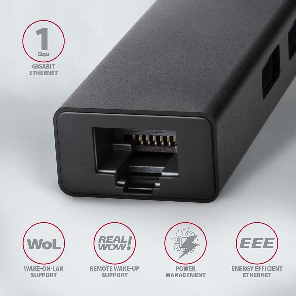 I/O HUB USB3.2 3PORT GLAN/0.2M HMA-GL3A AXAGON