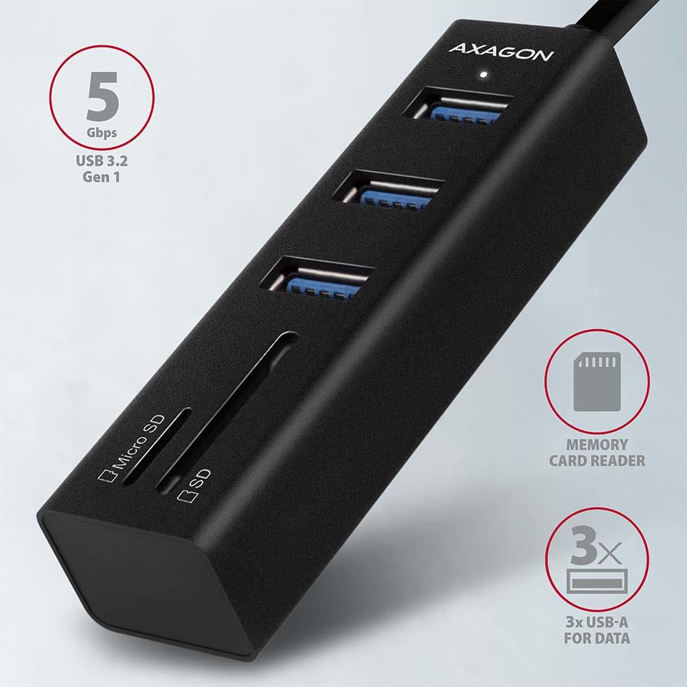 I/O HUB USB3.2 3P SD/MICROSD/0.2M HMA-CR3A AXAGON I/O HUB USB3.2 3P SD/MICROSD/0.2M HMA-CR3A AXAGON