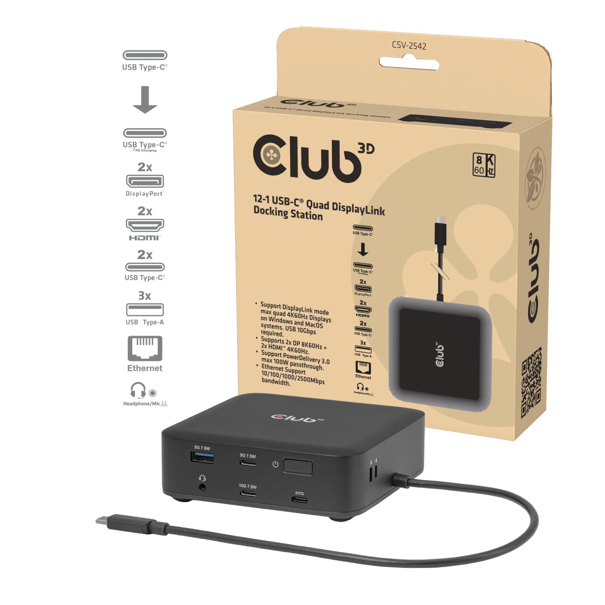 NB ACC DOCKING STATION 12IN1/USB-C 100W CSV-2542 CLUB3D NB ACC DOCKING STATION 12IN1/USB-C 100W CSV-2542 CLUB3D