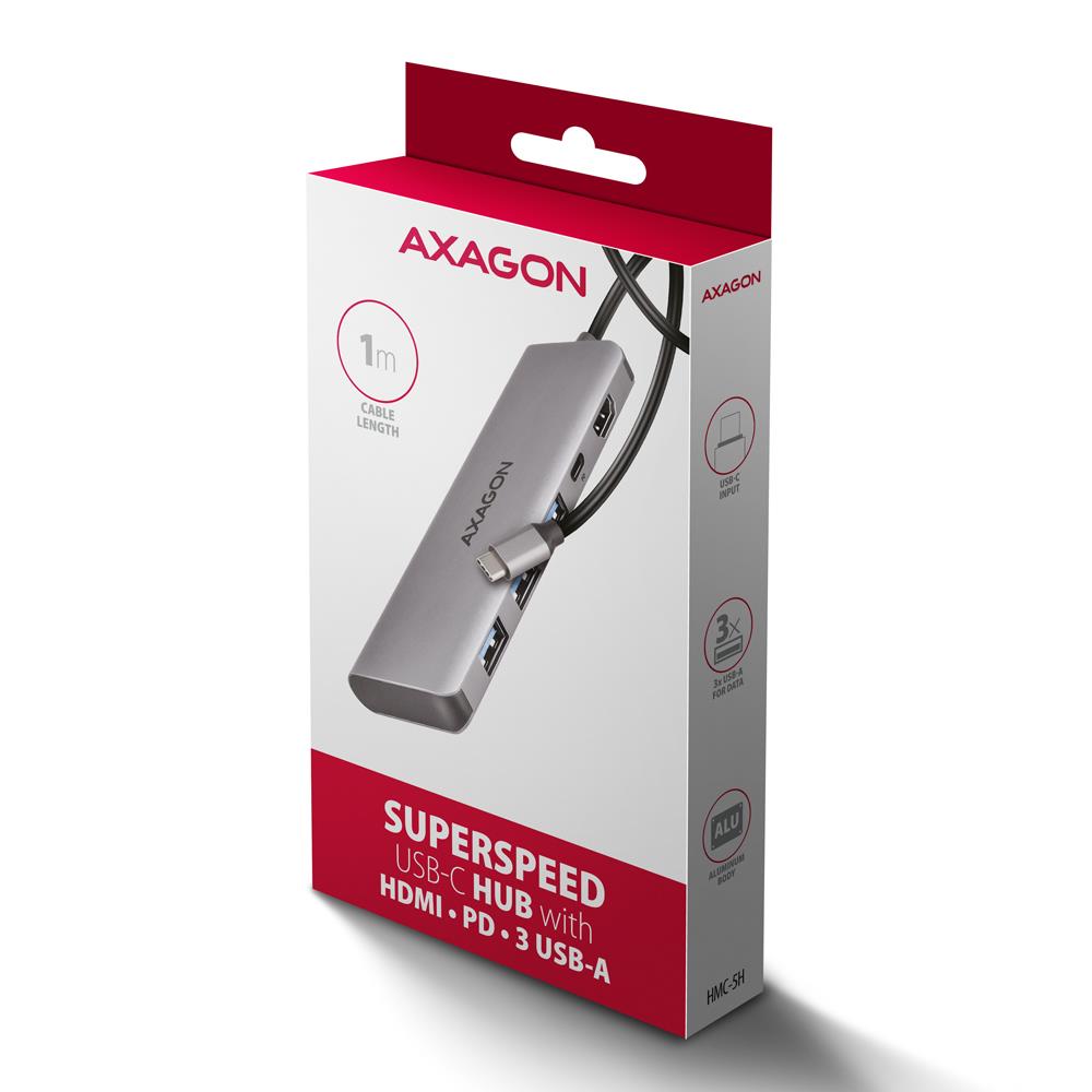 I/O HUB USB-C 5IN1/1M HMC-5H AXAGON