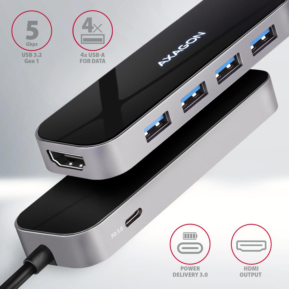 I/O HUB USB-C 6IN1/0.2M HMC-6H4A AXAGON I/O HUB USB-C 6IN1/0.2M HMC-6H4A AXAGON