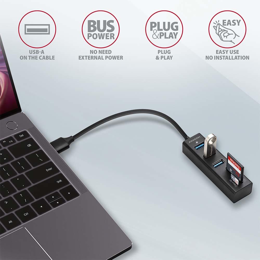 I/O HUB USB3.2 3P SD/MICROSD/0.2M HMA-CR3A AXAGON I/O HUB USB3.2 3P SD/MICROSD/0.2M HMA-CR3A AXAGON