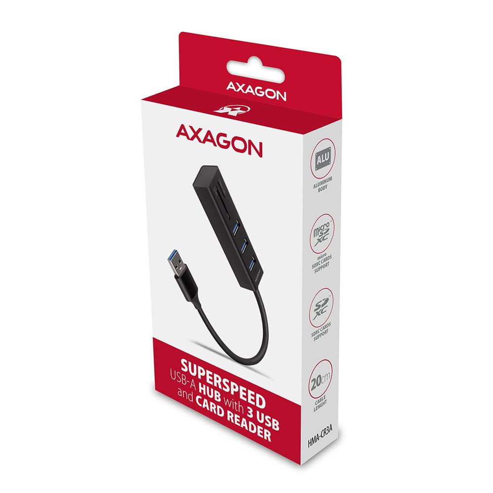 I/O HUB USB3.2 3P SD/MICROSD/0.2M HMA-CR3A AXAGON I/O HUB USB3.2 3P SD/MICROSD/0.2M HMA-CR3A AXAGON