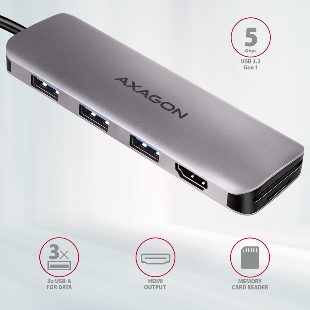 I/O HUB USB-C 5IN1/0.2M HMC-HCR3A AXAGON I/O HUB USB-C 5IN1/0.2M HMC-HCR3A AXAGON