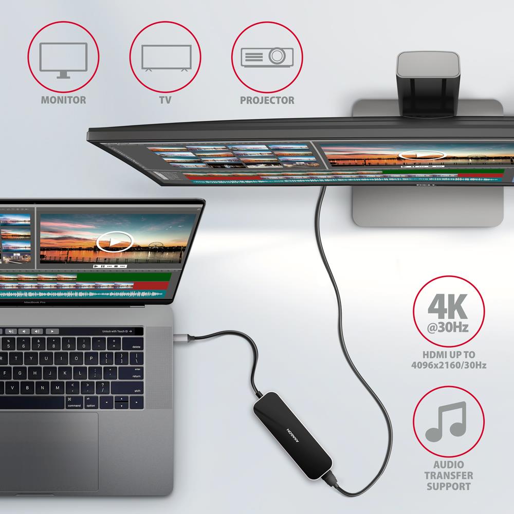 I/O HUB USB-C 6IN1/0.2M HMC-6H4A AXAGON I/O HUB USB-C 6IN1/0.2M HMC-6H4A AXAGON