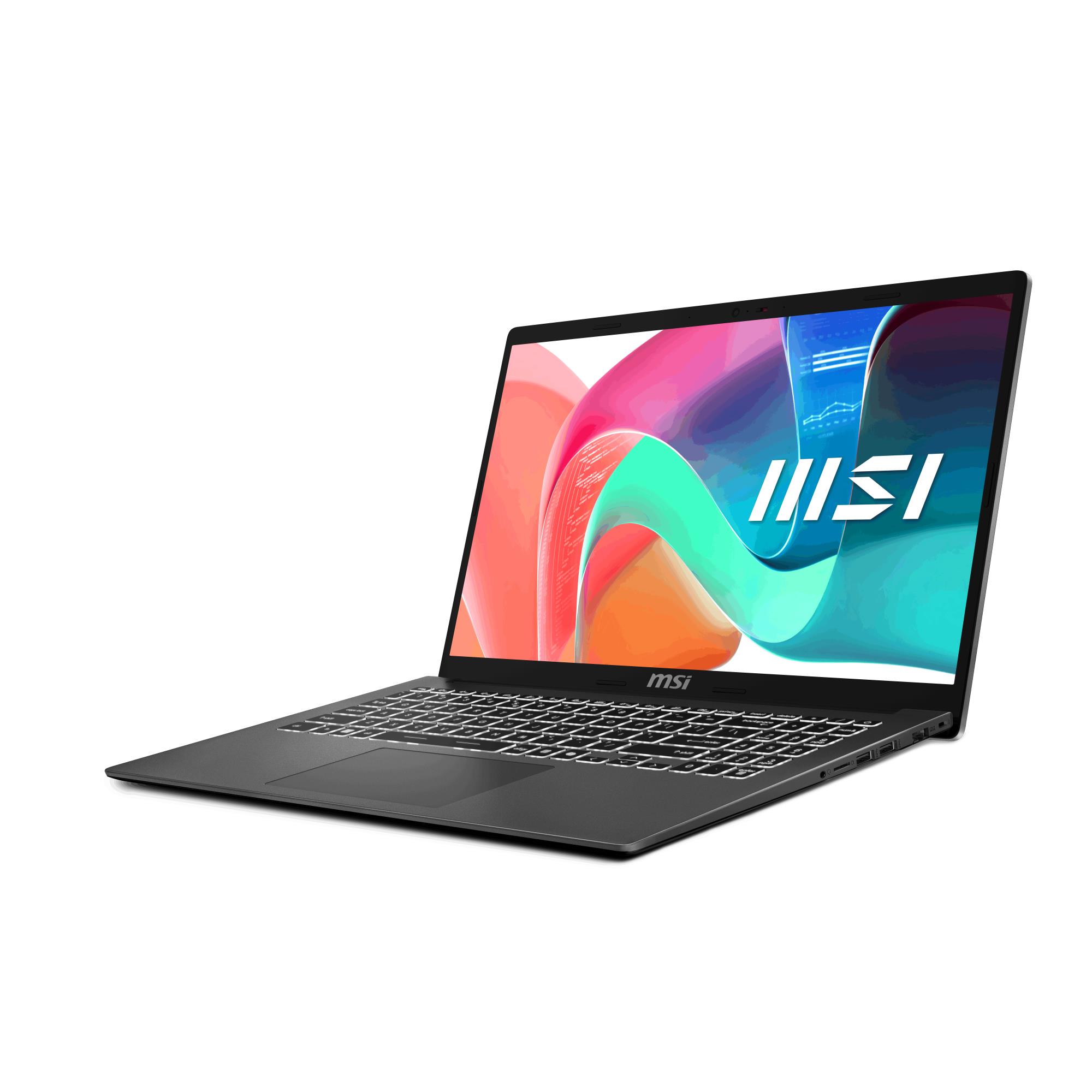 MSI Modern 15 F1MG- (CPU Intel Core 5, 120U, 15.6 ", 1920 x 1080 pixels, RAM 16 GB, DDR4-SDRAM, SSD 512 GB, Discrete graphics Not available, On-board graphics Yes, Numeric keypad Yes, OS installed Windows 11 Home, Colour Silver, 3200 MHz) MSI Modern 15 F1MG- (CPU Intel Core 5, 120U, 15.6 ", 1920 x 1080 pixels, RAM 16 GB, DDR4-SDRAM, SSD 512 GB, Discrete graphics Not available, On-board graphics Yes, Numeric keypad Yes, OS installed Windows 11 Home, Colour Grey, 3200 MHz)